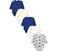 Langarmwickelbody TUPTAM "Wickelbody Baby Langarm Wickelbody 5er Pack", Jungen, Gr. 56, N-Gr, blau (blau_beige_tiere_dino), Obermaterial: 100% Baumwolle CO., Bodys (93550434-56) blau_beige_tiere_dino