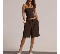 Lange Bermuda-Shorts mit Bundfalten und niedriger Taille, nur für Lässig, Ausgehen, sexy, Alltag, Nachtleben, süß, Party, Sommer, Urlaub