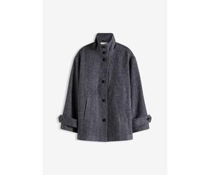 Lange Cabanjacke in Wolloptik 38