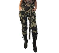 Lange Cargohose Damen Cargohose Camouflage Cargo Hose High Waist Tarnhose Freizeithose Military Rangerhose Sport Camo Jogginghose Outdoor Slim Sommerhose Ohne Gürtel