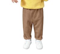 Lange Cordhose für Kleinkinder, Jungen, gerippt, weich, dehnbar, zum Überziehen, Sweatpants für Kinder, einfarbig, Winter, warm, gerade, elastische Taille, Hose mit Taschen, braun, 6-12 Monate