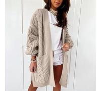 Lange Damen Strickjacken Mit Taschen, Kaschmir Langarm Pullover Mantel, Kaschmir Wolle Langarm Mode Pullover for Damen, Warmer Strickcardigan Aus Weichem Kaschmir Stretch ( Color : Brown , Größe : S )