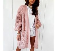 Lange Damen Strickjacken Mit Taschen, Kaschmir Langarm Pullover Mantel, Kaschmir Wolle Langarm Mode Pullover for Damen, Warmer Strickcardigan Aus Weichem Kaschmir Stretch ( Color : Pink , Größe : S )