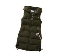 Lange Daunenweste Damenlange Steppweste Damen Lange Weste Mit Kapuze, Trendige Fliege Saum Lange Steppweste Damen Elegante Weste Winddichte Weste Wintermantel Für Damen Mädchen Outdoor-Büro