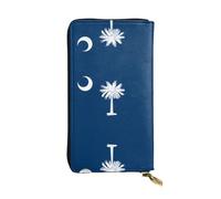 Lange Geldbörse aus Leder mit South Carolina-Flagge, 19,1 x 10,4 cm, extra großes Multifunktionsfach, tolles Geschenk