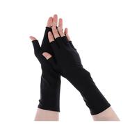Lange Handschuhe Damen 2 Paar Sonnenschutz Fingerlose Lange Handschuhe Frauen Arm Kühlen Sommer Solide Fäustlinge Halbe Finger Ärmeln Schwarz Weiß Nude(Half Finger Black)
