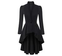 Lange Jacke für Damen, Renaissance, viktorianische Weste, Jacke, Gothic, Steampunk-Jacke, Top, Schwarzes Langarmshirt, XXL