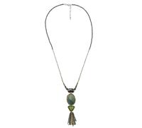 Lange Kette "Agata", Damen, Gr. onesize, Glas, grün, COLLEZIONE ALESSANDRO, Basic, Halsketten, mit vielen Metallkettchen am Anhänger (69121861-0) grün