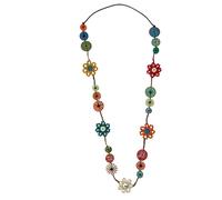 Lange Kette "Esha", Damen, Gr. onesize, Holz, bunt (multi), COLLEZIONE ALESSANDRO, Basic, Halsketten, mit flachen, umwickelten Holzperlen (95921126-0) multi