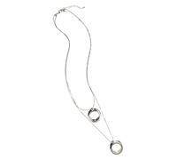 Lange Kette FIRETTI "2 rhg., mit je doppelten Ringanhänger, glanz", grau (metallfarben), Halsketten, Damen, Metall, L: 70, Lange Kette (397924-0)