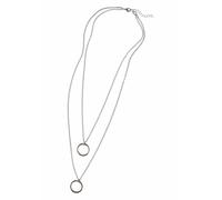 Lange Kette FIRETTI "doppelreihige Kette mit 2 Ringanhängern", grau (metallfarben), Halsketten, Damen, Metall, L: 57 (82196104-0) metallfarben