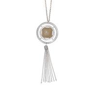 Lange Kette FIRETTI "Schmuck Geschenk Opal-Look Tassel Y-Kette", metallfarben, beige, Halsketten, Damen, Kunststoff Metall, L: 90, Kunststoff, Metall (28264157-0) metallfarben, beige