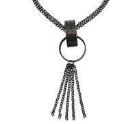 Lange Kette FIRETTI "Schmuck Geschenk Rough Rings Y-Kette", gunfarben, Halsketten, Damen, Metall, L: 63 (58897718-0) gunfarben