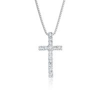 Kuzzoi Exklusive Herren Halskette mit funkelnden Kreuz Anhänger (24 mm) für Mann Freund Jungs aus 925 Sterling Silber religiöser Kristalle Ketten Anhänger, Länge 60 cm