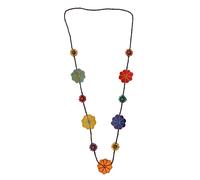 Lange Kette "Nieva", Damen, Gr. onesize, Holz, bunt (multi), COLLEZIONE ALESSANDRO, Basic, Halsketten, Holzblüten teilweise mit Garn umwickelt (58912924-0) multi