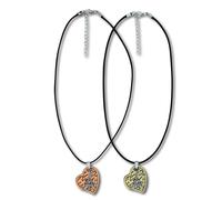 Lange Kette STEUER "Freundschaftskette aus 2 Herzen "Paris" an Kordel", bunt (mehrfarbig), Halsketten, Damen, 49cm, Metall, L: 49 B: 2mm, matt, B:2mm (67371611-0) mehrfarbig