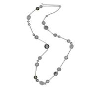 Lange Kette STEUER "Lange Metall Kette mit Zierelementen rhodiumfarben", grau (silbergrau), Halsketten, Damen, 110cm, Metall, L: 110, Halskette (61426336-0) silbergrau