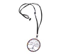 Lange Kette STEUER "Lebensbaum mit bunter Zierde an schwarzem Veloursband", weiß, Halsketten, Damen, 84cm, Metall, L: 84 B: 4mm, glänzend, B:4mm (61337836-0) weiß