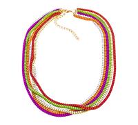 Lange Kette STEUER "Metal multi mehr reihig pink, grün, orange, rot, gold, weiß", bunt, Halsketten, Damen, 48+10cm, Metall, L: 58 B: 18mm, glänzend, B:18mm (39650226-0) bunt