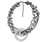 Lange Kette STEUER "Metall Muschelcollier naturtöne, mehrreihig mit Mittelteil", bunt (mehrfarbig), Halsketten, Damen, 52,5cm, Metall, L: 52,5 B: 65mm, Halskette Statementkette, B:65mm (84026409-0) me