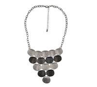 Lange Kette STEUER "Metallcollier mit runden Plättchenanhängern", bunt (mehrfarbig), Halsketten, Damen, 48,5+5cm, Metall, L: 53,5 B: 100mm, glitzernd, B:100mm (47370949-0) mehrfarbig