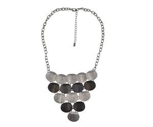 Lange Kette STEUER "Metallcollier mit runden Plättchenanhängern", bunt (mehrfarbig), Halsketten, Damen, 48,5+5cm, Metall, L: 53,5 B: 100mm, glitzernd, B:100mm (47370949-0) mehrfarbig