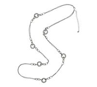 Lange Kette STEUER "Metallkette rhodiumfarben mit Ringzierde und Straß", grau (silbergrau), Halsketten, Damen, 101cm, Metall, L: 101 B: 18mm, B:18mm (28021648-0) silbergrau