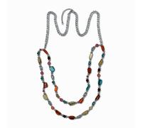 Lange Kette STEUER "Modekette Muschel multi color", silber (silbergrau), Halsketten, Damen, 99cm, Metall, L: 99, glänzend (16463454-0) silbergrau