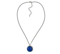 Lange Kette STEUER "silberfarbene Kette, Anhänger blauer Katzenaugenstein", blau, Halsketten, Damen, 45+5cm, Metall, L: 50 B: 25mm, glänzend, B:25mm (49084139-0) blau