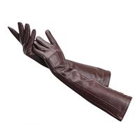 Lange Lederhandschuhe für Damen, lange Lederhandschuhe, modisch, Beige