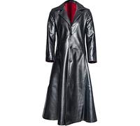 Lange Mantel Herren Ledermantel Kunstleder Lederjacke Gothic Mittelalter Halloween-Kostüm Vampirjäger Bikerjacke Winterjacke (Black #1, XXL)
