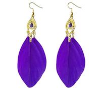 Lange Ohrhänger Stil Ohrringe Retro Mode Blätter Lange Feder Ohrringe Strandurlaub Stil Weibliche Ohrringe Online Ohrringe (Purple, One Size)