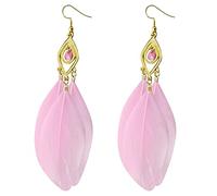 Lange Ohrhänger Stil Ohrringe Retro Mode Blätter Lange Feder Ohrringe Strandurlaub Stil Weibliche Ohrringe Online Ohrringe (Pink, One Size)