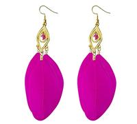 Lange Ohrhänger Stil Ohrringe Retro Mode Blätter Lange Feder Ohrringe Strandurlaub Stil Weibliche Ohrringe Online Ohrringe (Hot Pink, One Size)