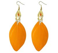 Lange Ohrhänger Stil Ohrringe Retro Mode Blätter Lange Feder Ohrringe Strandurlaub Stil Weibliche Ohrringe Online Ohrringe (Orange, One Size)