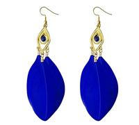 Lange Ohrhänger Stil Ohrringe Retro Mode Blätter Lange Feder Ohrringe Strandurlaub Stil Weibliche Ohrringe Online Ohrringe (Blue, One Size)