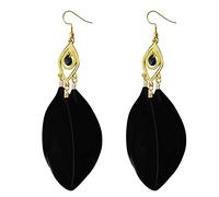 Lange Ohrhänger Stil Ohrringe Retro Mode Blätter Lange Feder Ohrringe Strandurlaub Stil Weibliche Ohrringe Online Ohrringe (Black, One Size)