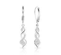 Lange Ohrringe Silber Damen,Hängende Ohrringe Infinity mit Funkelnden Zirkonia, Hänge Silber - Ohrhänger Sterlingsilber für Frauen - Echt Silberne Anhänger Geschenkidee Freundin Mutter.