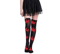 Lange Overknee-Strümpfe, niedlich, lustig, Marihuana-Blatt, Argyle, Cartoon-Kostüm, Oberschenkelhohe Strümpfe, Beinwärmer - - Einheitsgröße