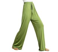 Lange Pyjamahose Für Damen, Leichte, Weiche, Bequeme Nachtwäsche Aus Modal, Lounge-Hose, Pyjamahose Mit Weitem Bein, Culottes Für Damen, Schlafen, Yoga, Laufen, Joggen, Tanzen, Grün, Xs