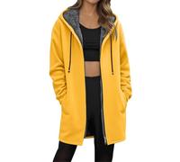 lange steppjacke damen leicht Fleecejacke Lang Winter Warm Winterjacke Plüschjacke mit Fellkapuze Frauen Kuscheljacke Plüsch Thermal Jacken Teddyfleece Jacke Gefüttert lange mantel damen winter