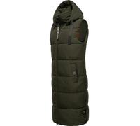 Navahoo Damen ärmellose Lange Outdoorweste warme Winterjacke Schnuffelchen Dark Olive Gr. L