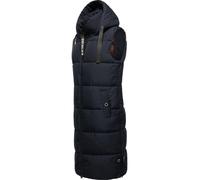 Navahoo warme Damen Winter Steppweste lang mit Kapuze Schnuffelchen Navy Gr. M