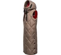 Navahoo warme Damen Winter Steppweste lang mit Kapuze Schnuckel Dark Taupe Gr. S