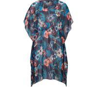 Longtunika BONPRIX, Damen, Gr. 56/58 (XXXL), blau (dunkelblau, türkis floral), Obermaterial: 100% Polyester, loose fit, Tuniken Longtunika, lockere Passform, mit elastischem Bund auf der Taille, aus P