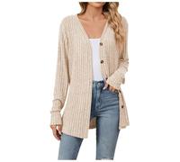 Lange Strickjacke Damen, Cardigan Damen, Dünne Jacke Frühling Langarm Strickjacken Für Damen Leichte Sommerjacke, Basic Regular Fit Vorne Offen Business-Strickjacken Für Den Pendelverkehr