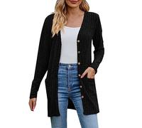 Lange Strickjacke Damen, Cardigan Damen, Sommerjacke Leicht Dünne Jacke Frühling Langarm Strickjacken Für Damen, Open Front Basic Regular Fit Feinstrickjacke Luftig Longstrickjacke