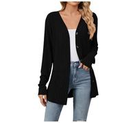 Lange Strickjacke Damen, Cardigan Damen, Übergangsjacke Langarm Sommerjacke Leicht Longstrickjacke Frühling Einfarbig Vorne Offen Strickjacken Für Damen Strick Jäckchen Basic Strickjacke