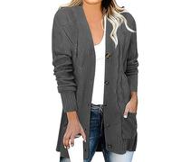 Lange Strickjacke Damen, Dünne Strickjacke Damen Strickjacke Damen Lang, Strickjacke Damen Blau Cardigan Damen Elegant Strickjacke Damen Lang Mit Kapuze Damenstrickjacke Strickjacken(1-Dark Gray,XL)