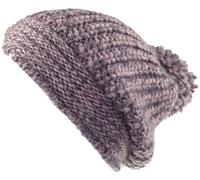 Lange Strickmütze mit Bommel in 2 Farben malve, Einheitsgröße